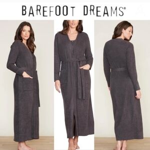 Barefoot Dreams Charcoal Carbon Grey CozyChic Lite Long Robe XS/XXS NWT
